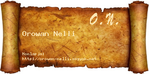 Orowan Nelli névjegykártya